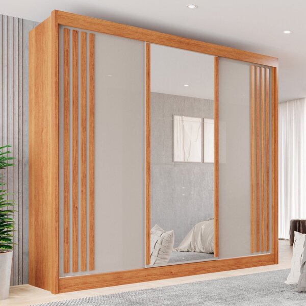 Guarda-roupa Casal Com Espelho 3 Portas 4 Gavetas Atenas Cina