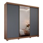 Guarda Roupa Casal Com Espelho 3 Portas 4 Gavetas Mdf Cristal