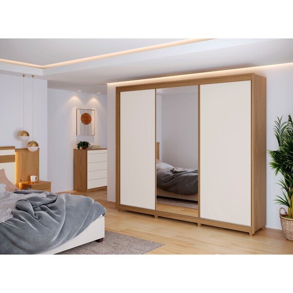 Guarda Roupa Casal Com Espelho 3 Portas 6 Gavetas 100% Mdf Ma