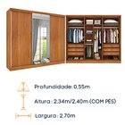 Guarda Roupa Casal Com Espelho 3 Portas 6 Gavetas 270cm Berga