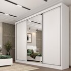 Guarda Roupa Casal Com Espelho 3 Portas 6 Gavetas 270cm Milão