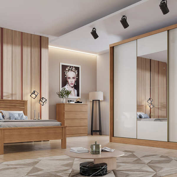 Guarda Roupa Casal Com Espelho 3 Portas 6 Gavetas - Arezzo Pl