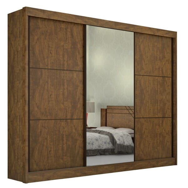 Guarda Roupa Casal Com Espelho 3 Portas 6 Gavetas - Los Angel