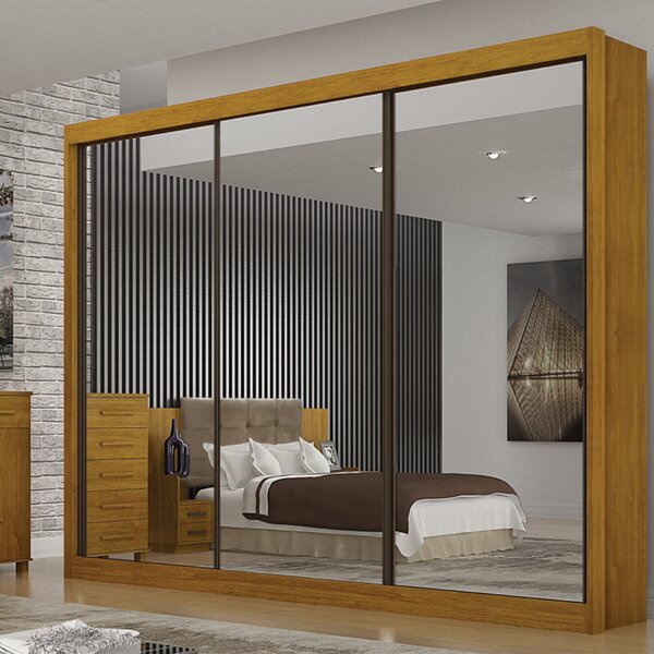 Guarda Roupa Casal Com Espelho 3 Portas 6 Gavetas São Paulo G