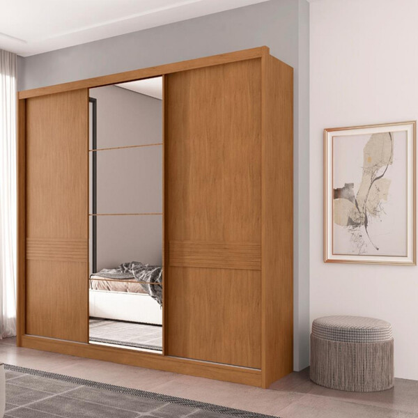 Guarda Roupa Casal Com Espelho 3 Portas 6 Gavetas Soul Casa D