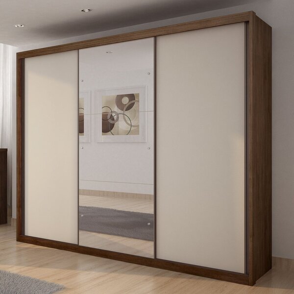 Guarda Roupa Casal Com Espelho 3 Portas 6 Gavetas Vegas Cacau