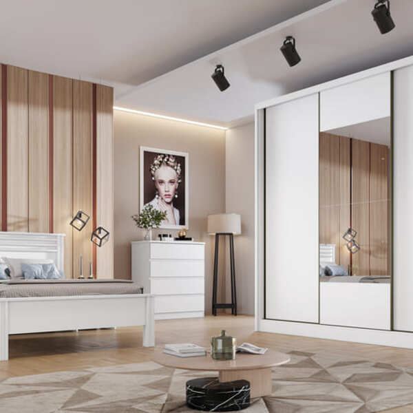 Guarda Roupa Casal Com Espelho 3 Portas 8 Gavetas - Arezzo Pl
