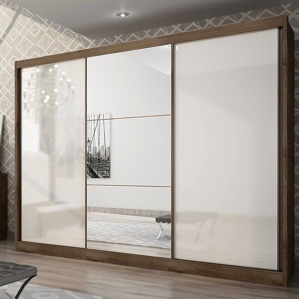 Guarda-roupa Casal Com Espelho 3 Portas 8 Gavetas Spazzio Esp