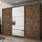 Guarda Roupa Casal Com Espelho 3 Portas 8 Gavetas Spazzio Nov
