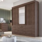Guarda Roupa Casal Com Espelho 3 Portas 9 Gavetas Barcelona N