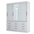 Guarda Roupa Casal Com Espelho 3 Portas 9 Gavetas Click Branc