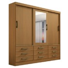 Guarda Roupa Casal Com Espelho 3 Portas 9 Gavetas - Meridian