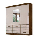 Guarda Roupa Casal Com Espelho 3 Portas 9 Gavetas New Star Sa