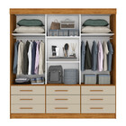 Guarda Roupa Casal Com Espelho 3 Portas 9 Gavetas New Star Sa