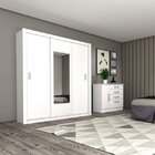 Guarda Roupa Casal Com Espelho 3 Portas De Correr 4 Gavetas M