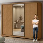 Guarda Roupa Casal Com Espelho 3 Portas De Correr 6 Gavetas E