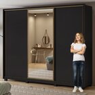 Guarda Roupa Casal Com Espelho 3 Portas De Correr 6 Gavetas E