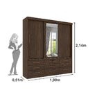 Guarda Roupa Casal Com Espelho 3 Portas De Correr 9 Gavetas C