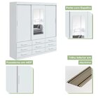 Guarda-roupa Casal Com Espelho 3 Portas De Correr 9 Gavetas H