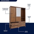Guarda-roupa Casal Com Espelho 3 Portas De Correr E Quatro Ga