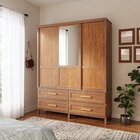 Guarda-roupa Casal Com Espelho 3 Portas De Correr E Quatro Ga