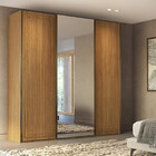 Guarda Roupa Casal Com Espelho 3 Portas De Correr Em Mdf Styl