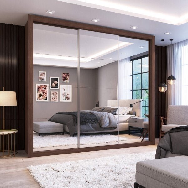 Guarda-roupa Casal Com Espelho 3 Portas De Correr Flórida Esp