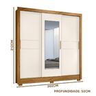 Guarda Roupa Casal Com Espelho 3 Portas De Correr Freijó Off