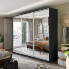 Guarda Roupa Casal Com Espelho 3 Portas De Correr Mdf Terrazo