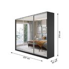 Guarda Roupa Casal Com Espelho 3 Portas De Correr Mdf Terrazo