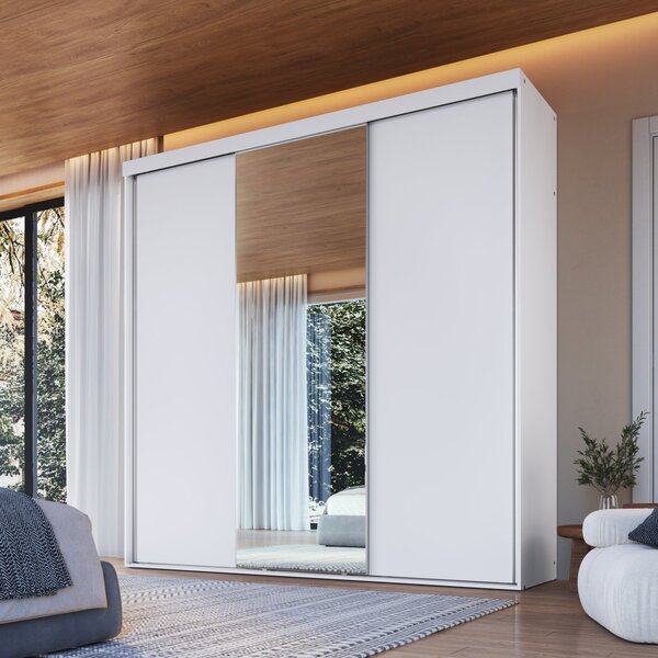 Guarda Roupa Casal Com Espelho 3 Portas De Correr Rc3104 Bran