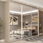 Guarda Roupa Casal Com Espelho 3 Portas Em Bp Belluno  Bege