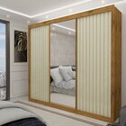 Guarda Roupa Casal Com Espelho 3 Portas Royale Ripado  Madeir