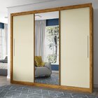 Guarda Roupa Casal Com Espelho 3 Portas Royale Ripado  Madeir