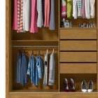 Guarda Roupa Casal Com Espelho 3 Portas Royale Ripado  Madeir