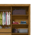 Guarda Roupa Casal Com Espelho 3 Portas Royale Ripado  Madeir