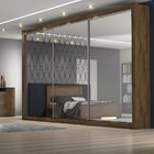 Guarda-roupa Casal Com Espelho 3 Portas Toronto Braúna