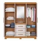 Guarda Roupa Casal Com Espelho 4 Portas 3 Gavetas 1 Nicho Cap