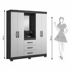 Guarda Roupa Casal Com Espelho 4 Portas 3 Gavetas 1 Nicho Cap