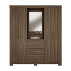 Guarda Roupa Casal Com Espelho 4 Portas 3 Gavetas 1 Nicho Cap