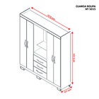 Guarda-Roupa Casal com Espelho 4 Portas 3 Gavetas Paris Notáv