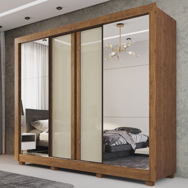 Guarda Roupa Casal Com Espelho 4 Portas 6 Gavetas Portinari P