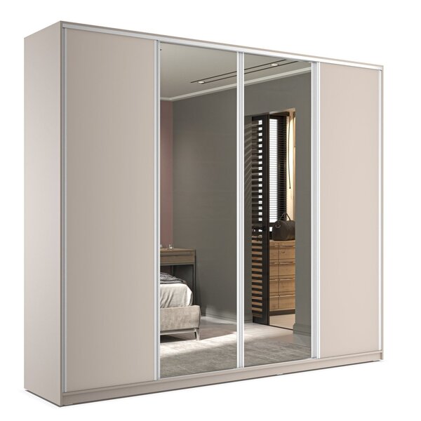 Guarda Roupa Casal Com Espelho 4 Portas De Correr 6 Gavetas Z