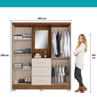 Guarda Roupa Casal Com Espelho 4 Portas Roma Carraro Freijó C