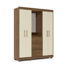 Guarda Roupa Casal Com Espelho 4 Portas Viena Capelinha Nogue