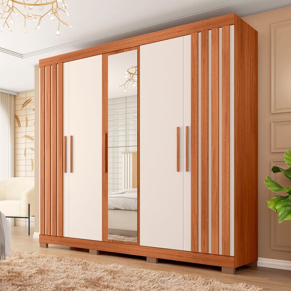 Guarda-roupa Casal Com Espelho 5 Portas 2 Gavetas Sophia Lux
