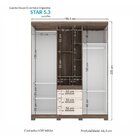Guarda Roupa Casal Com Espelho 5 Portas 3 Gavetas Havana Star