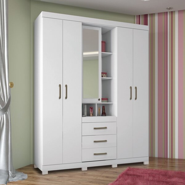 Guarda Roupa Casal Com Espelho 5 Portas 3 Gavetas Havana Star