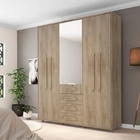 Guarda-roupa Casal Com Espelho 5 Portas 3 Gavetas Las Vegas I