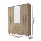 Guarda-roupa Casal Com Espelho 5 Portas 3 Gavetas Las Vegas I